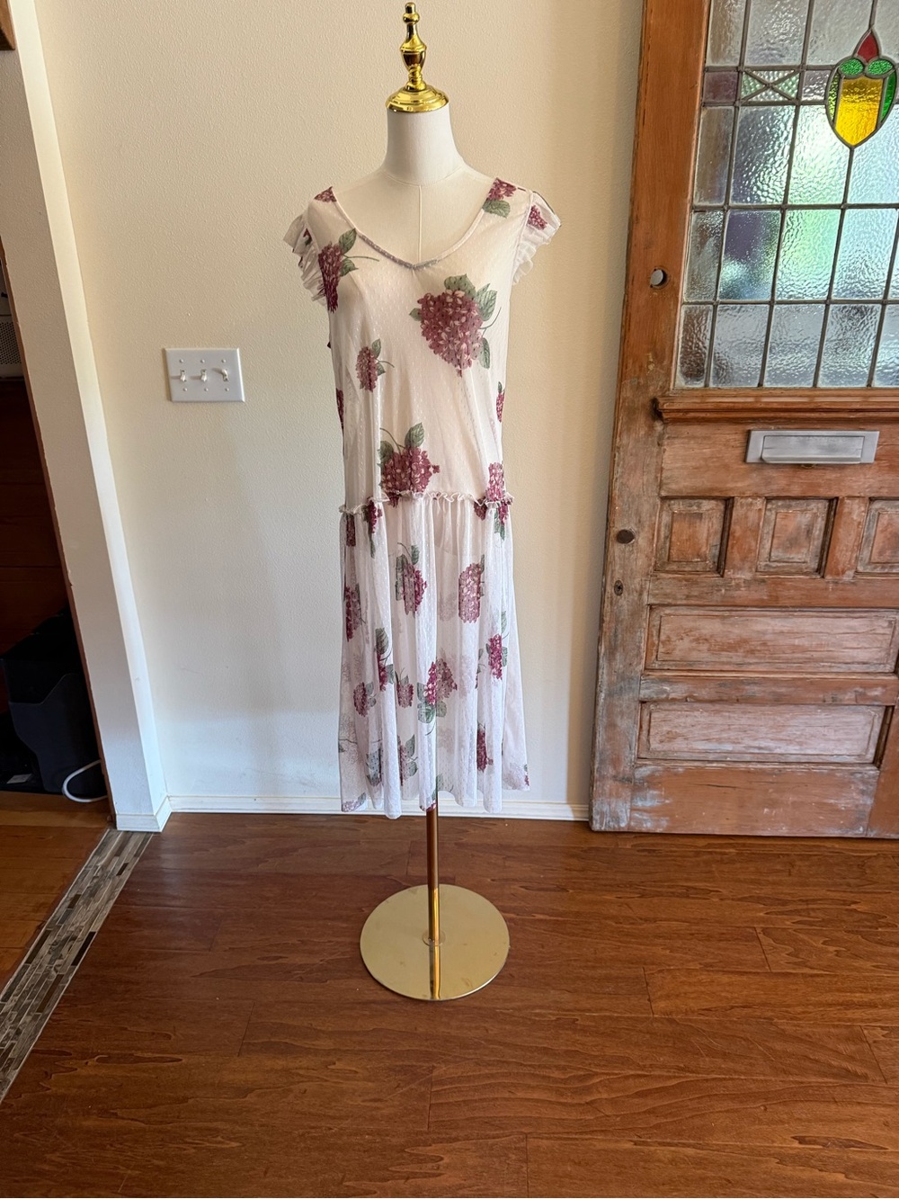 free press White Midi Dress with Pink Grape Print